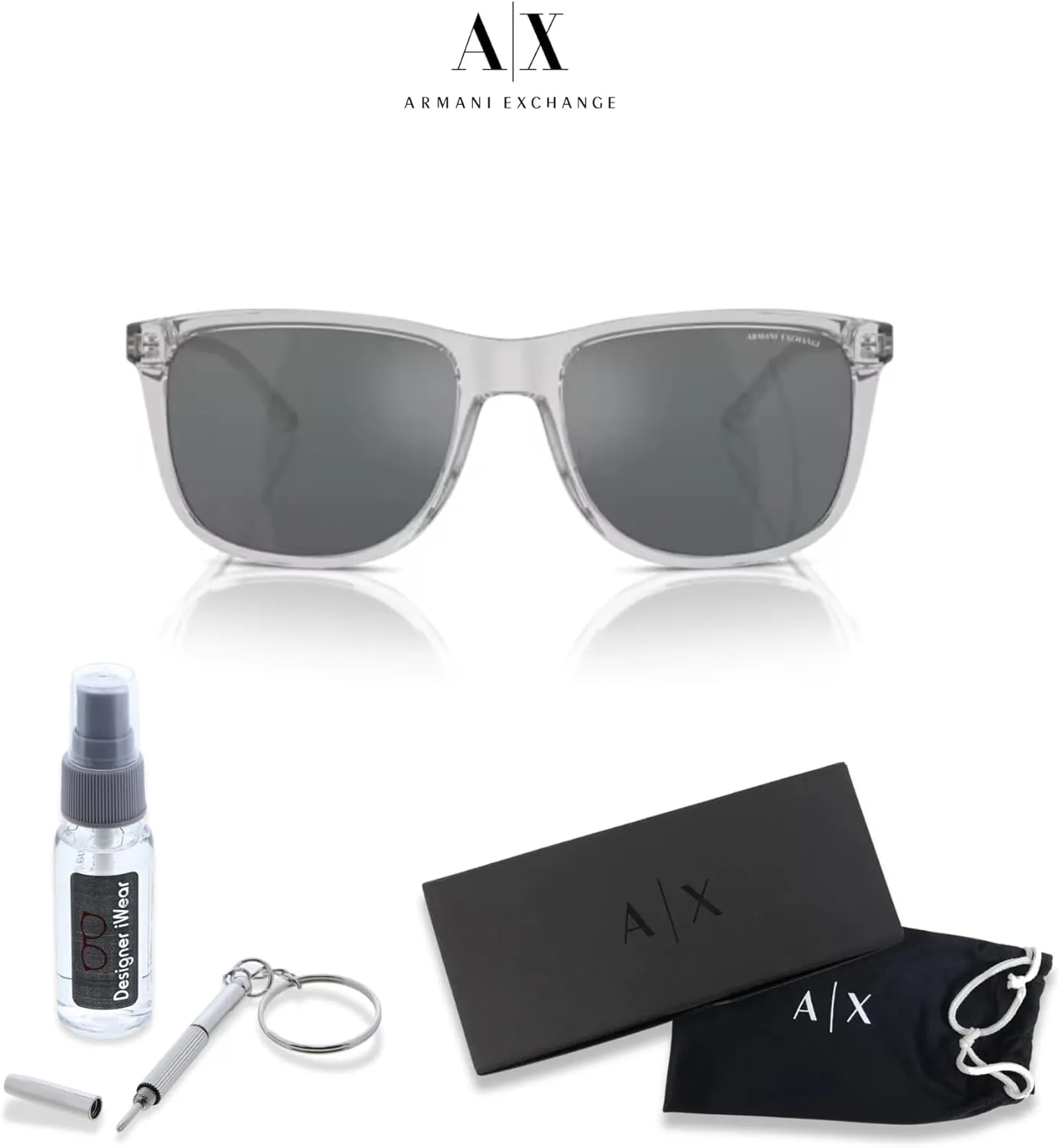 Armani Exchange AX4070S Square Sunglasses for Men   BUNDLE with Designer iWear Care Kit
