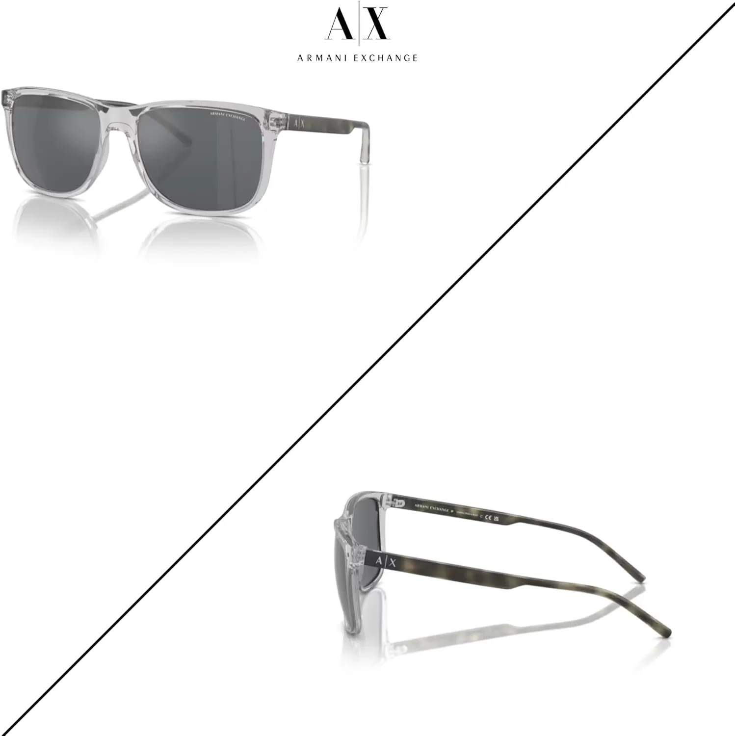 Armani Exchange AX4070S Square Sunglasses for Men   BUNDLE with Designer iWear Care Kit
