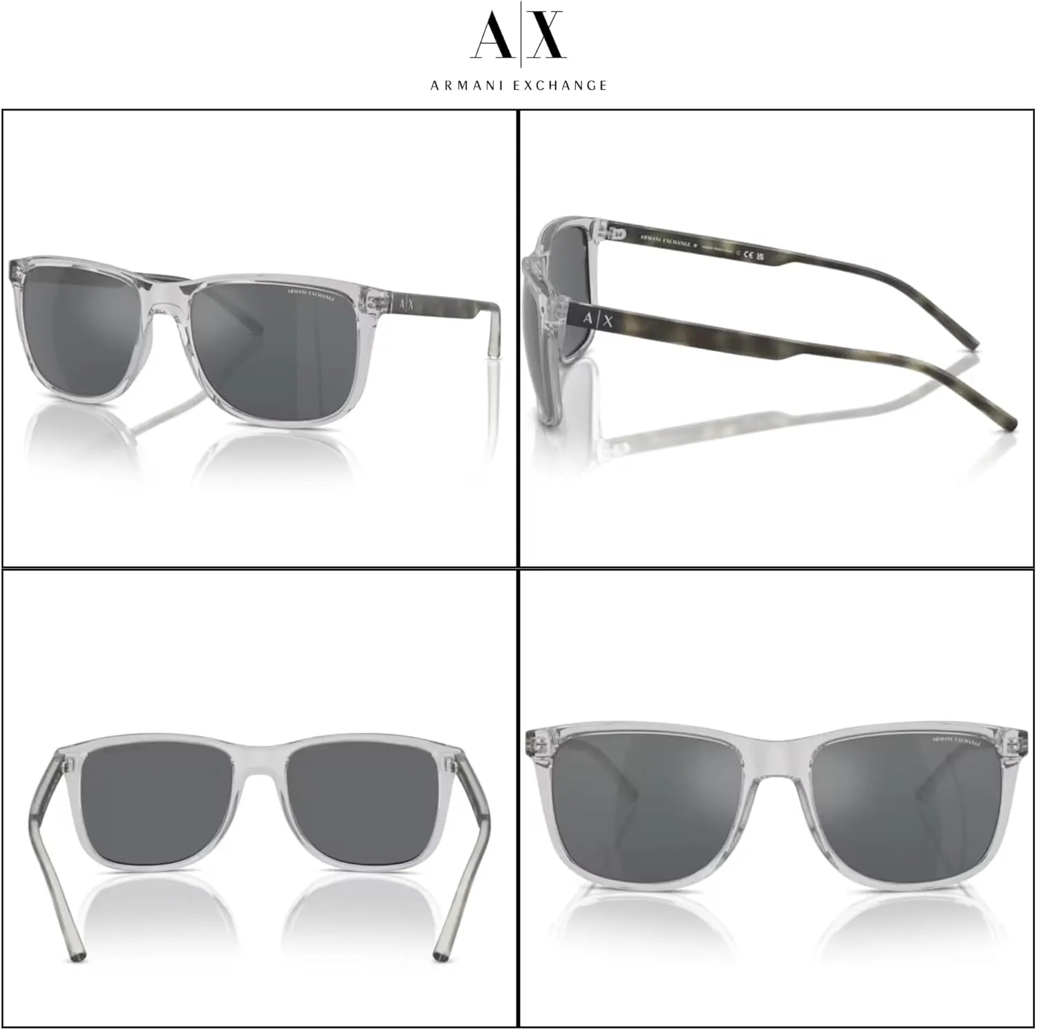 Armani Exchange AX4070S Square Sunglasses for Men   BUNDLE with Designer iWear Care Kit