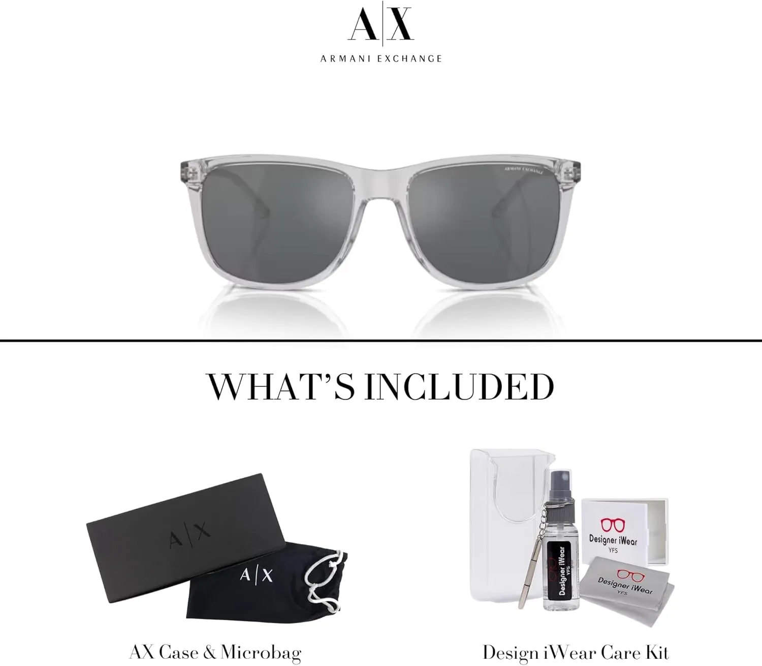 Armani Exchange AX4070S Square Sunglasses for Men   BUNDLE with Designer iWear Care Kit