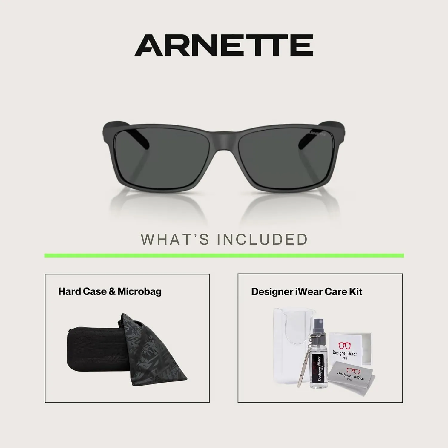 ARNETTE AN4185 Rectangle Sunglasses for Men   BUNDLE with Designer iWear Eyewear Kit