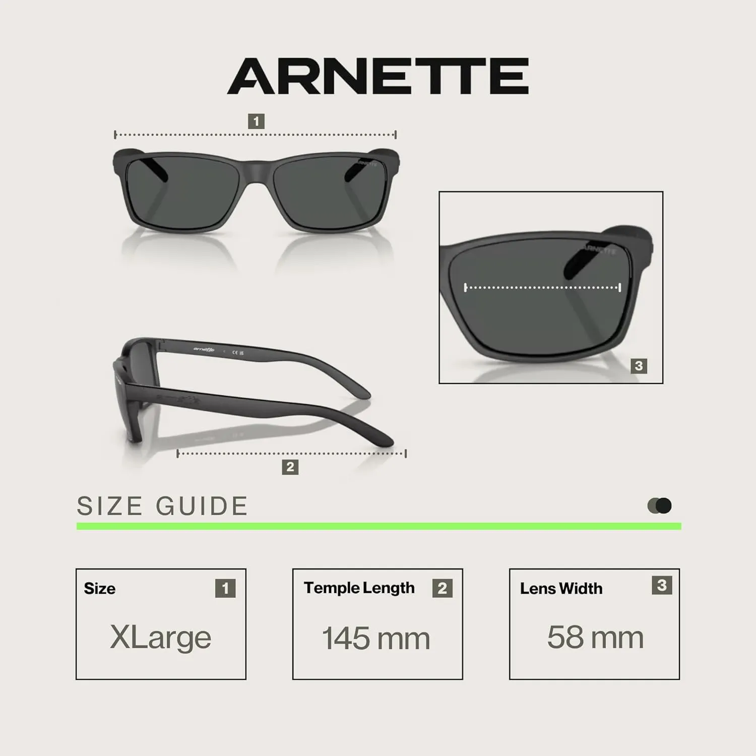 ARNETTE AN4185 Rectangle Sunglasses for Men   BUNDLE with Designer iWear Eyewear Kit