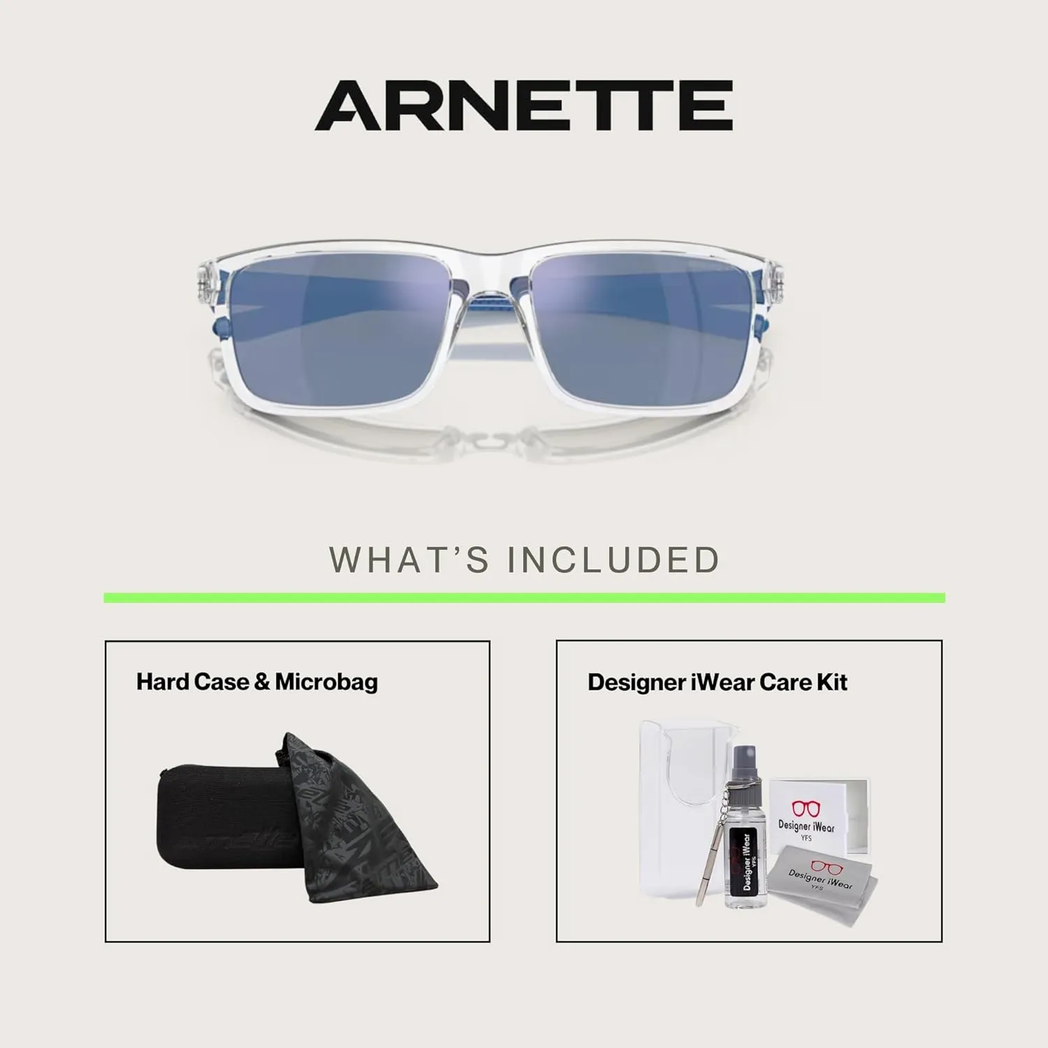 ARNETTE Mwamba AN4322 Rectangle Sunglasses for Men   BUNDLE WIth Designer iWear Complimentary Eyewear Kit