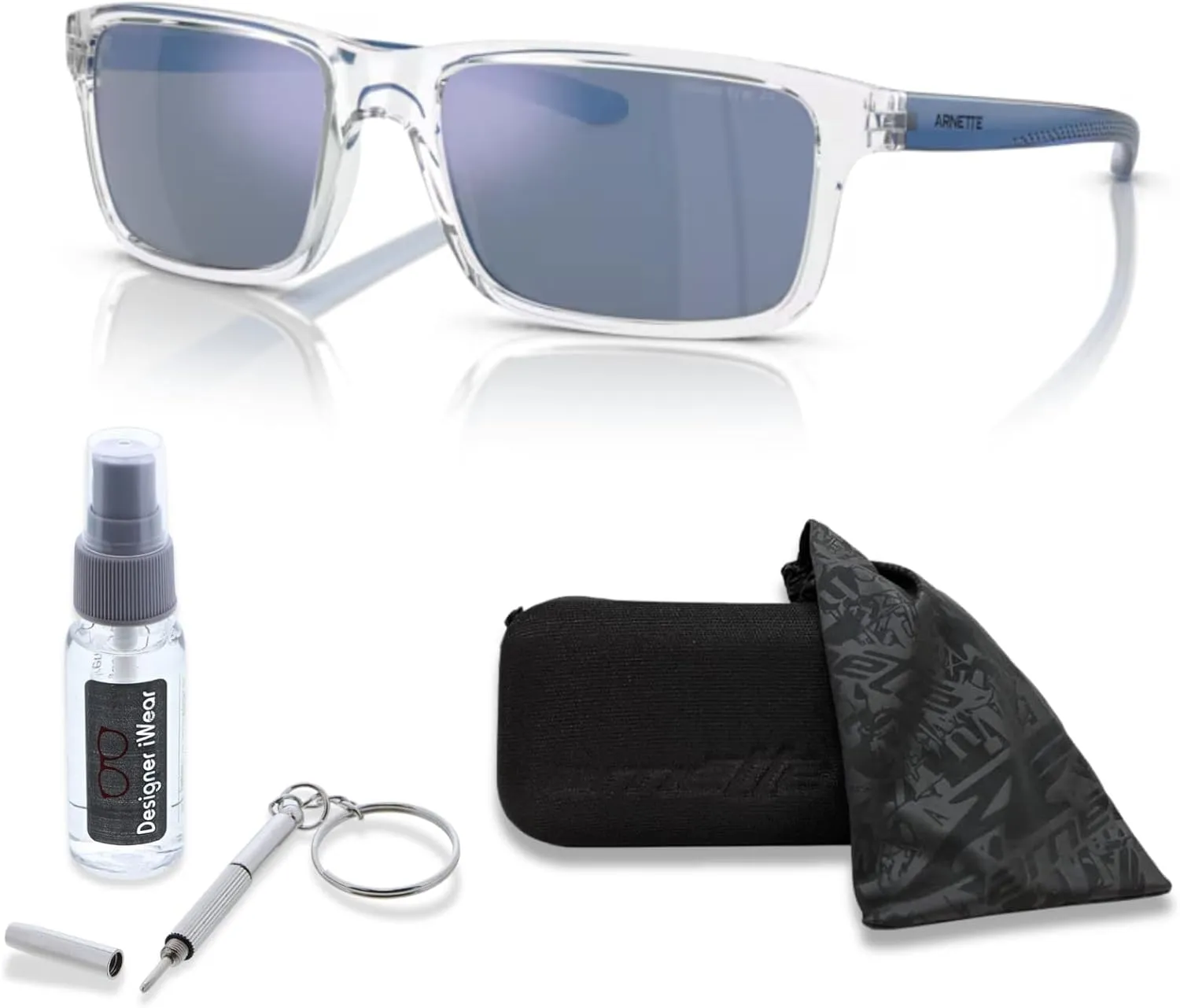ARNETTE Mwamba AN4322 Rectangle Sunglasses for Men   BUNDLE WIth Designer iWear Complimentary Eyewear Kit