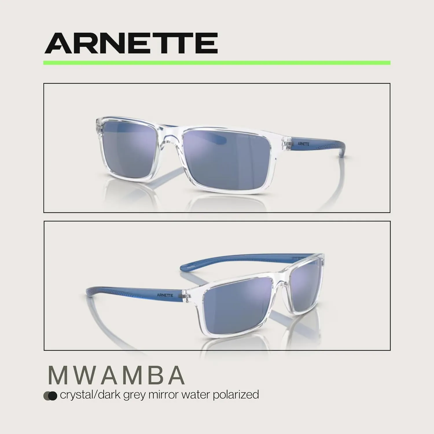 ARNETTE Mwamba AN4322 Rectangle Sunglasses for Men   BUNDLE WIth Designer iWear Complimentary Eyewear Kit