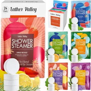 Aromatherapy & Sport Shower Steamers – 24 Pack Shower Bombs with Natural Essential Oils, Refreshing & Relaxing, Spa & Birthday Gifts for Women, Ideal Summer Self-Care and Father’s Day Gifts for Dad