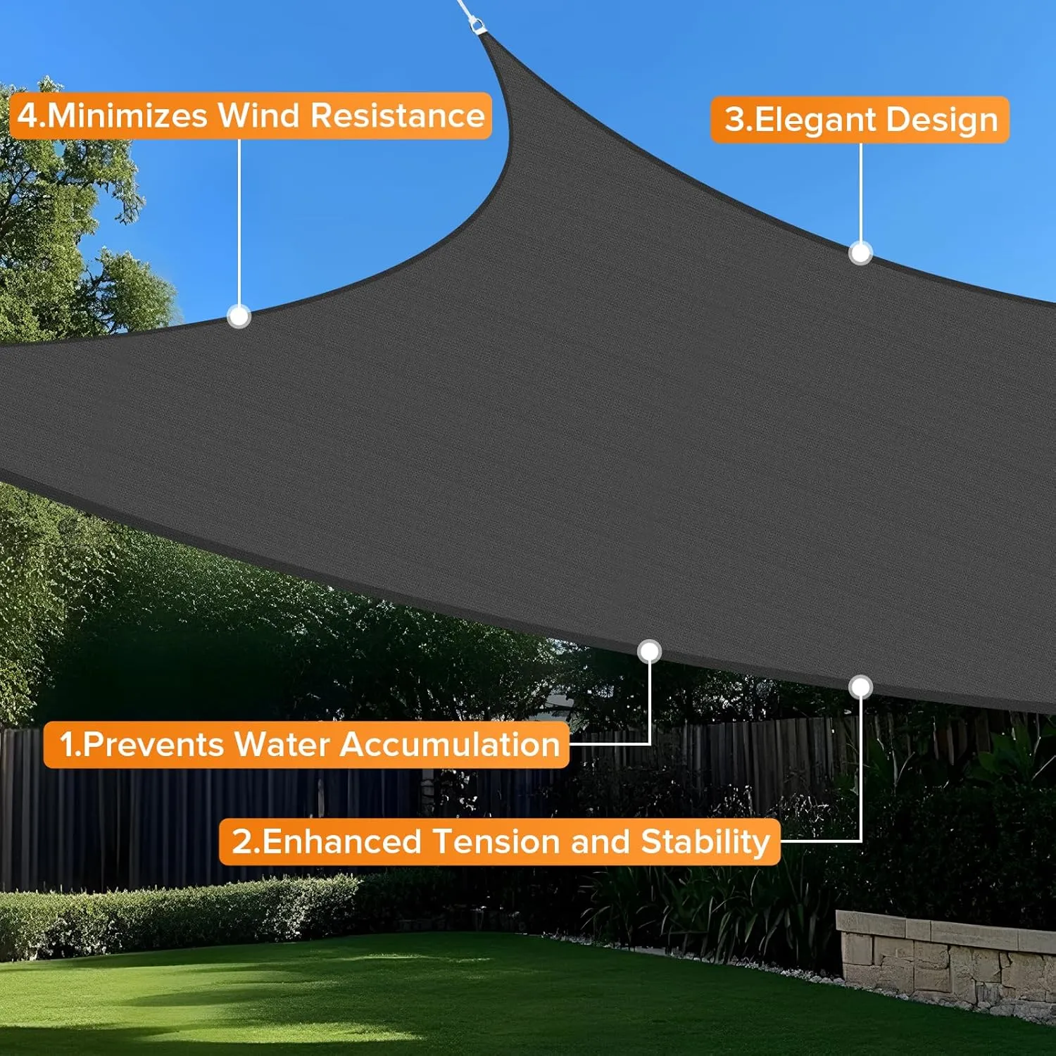 Artpuch 12' x 12' Sun Shade Sails Square Canopy, Dark Grey UV Block Cover for Outdoor Patio Garden Yard
