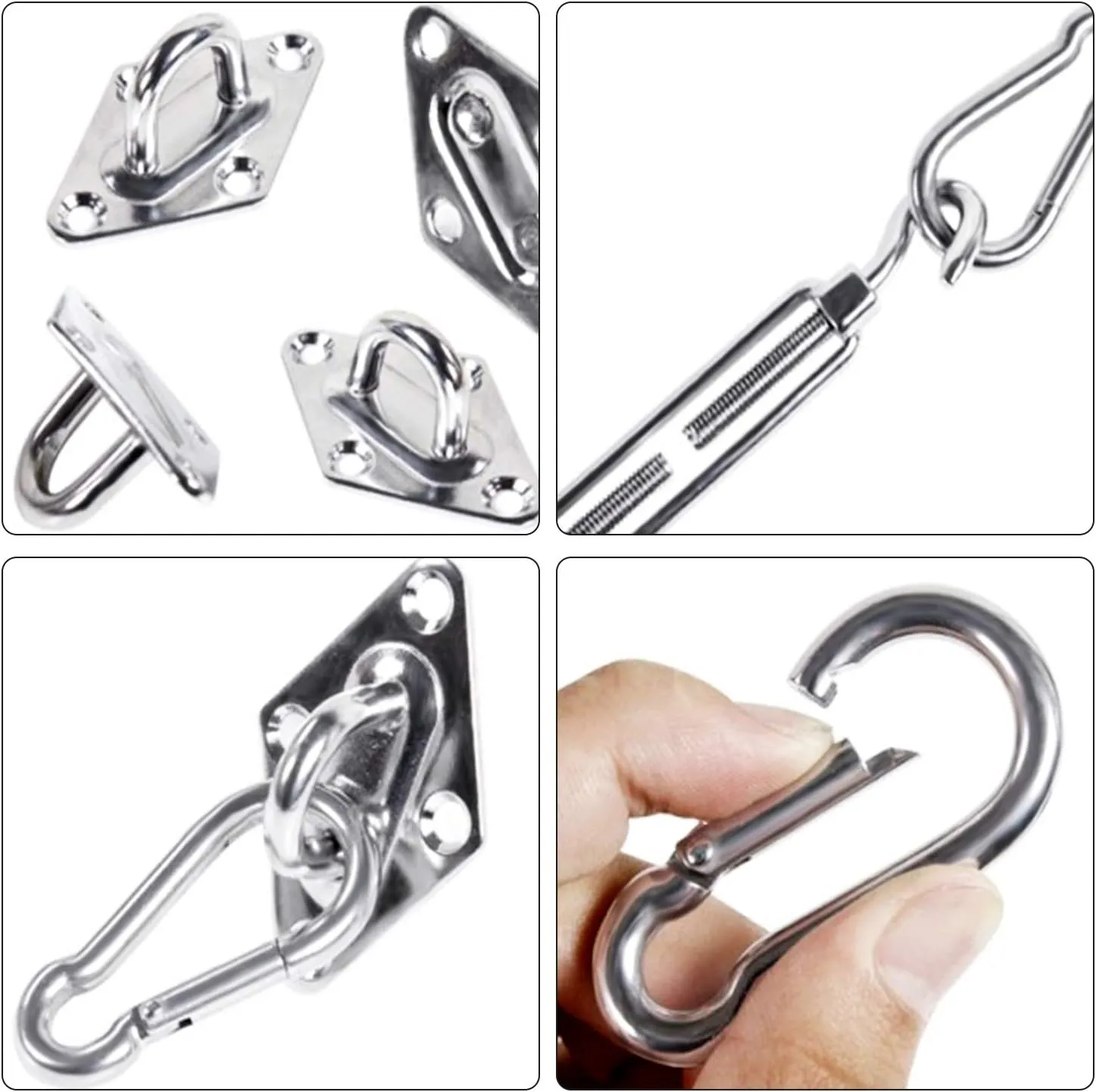 Artpuch Sun Shade Sail Hardware Kit 8 Inch for Rectangle Square Shade Sail Outdoor Installation 304 Stainless Steel