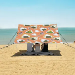 Asian Foods Beach Canopy Tent Anti-UV & Wind Resistant, Camping Sun Shelter Easy Setup Portable,Outdoor Shade Tents with Sandbags,Sand Shovels,Ground Pegs & Stability Poles