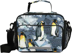 Aslsiy Emperor Penguin Ice Pattern Reusable Lunch Bag for Women Men, Insulated Lunch Box Handbag Portable for Office Picnic Travel Cooler Bag with Adjustable Shoulder Strap