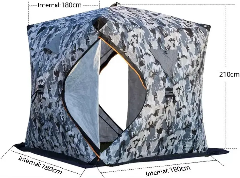 ASSYA Ice Fishing Shelter Camping Gear Outdoor Winter Camping Triple-Padded Extended Hem for Enhanced Warmth Suitable for 2-3 People
