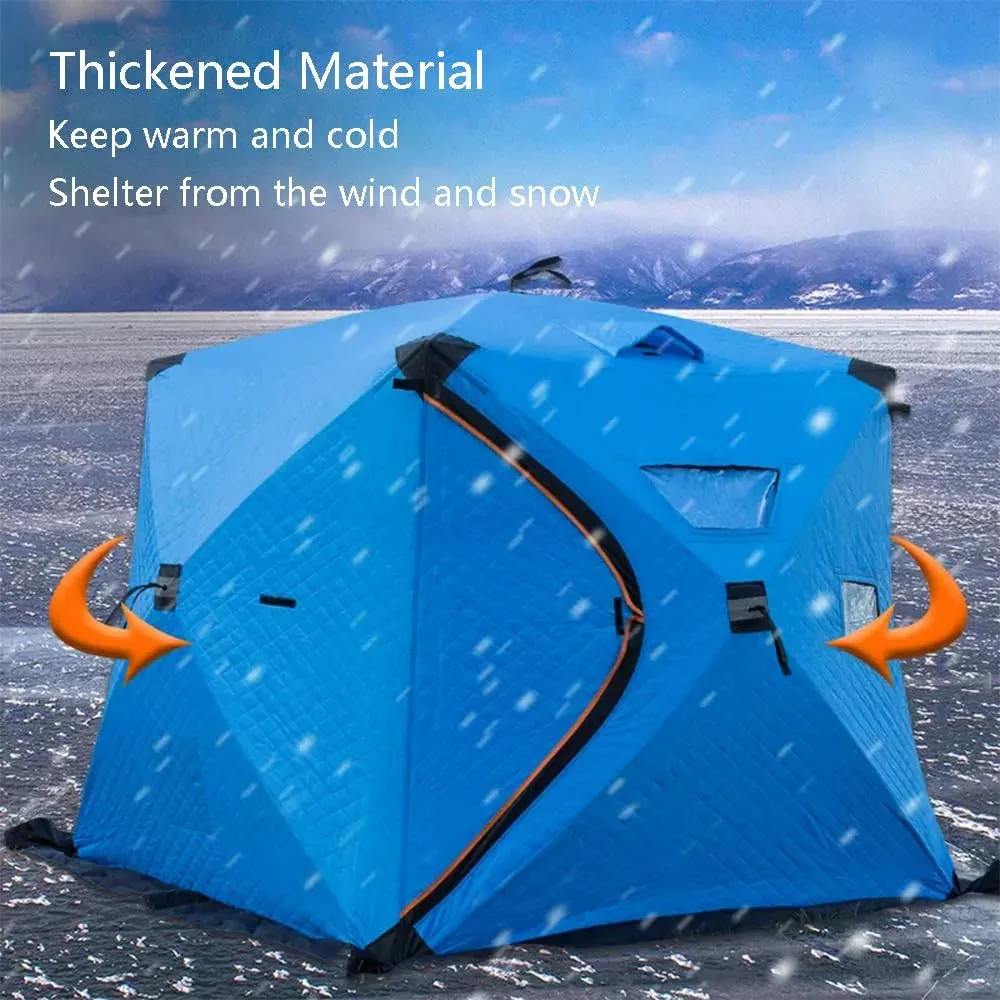 ASSYA Ice Fishing Shelter Camping Gear Outdoor Winter Camping Triple-Padded Extended Hem for Enhanced Warmth Suitable for 2-3 People