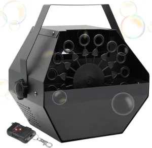 ATDAWN Metal Portable Bubbles Machine, Professional Automatic Bubble Maker with High Output for Outdoor/Indoor Use, Wireless Remote Control (Black)