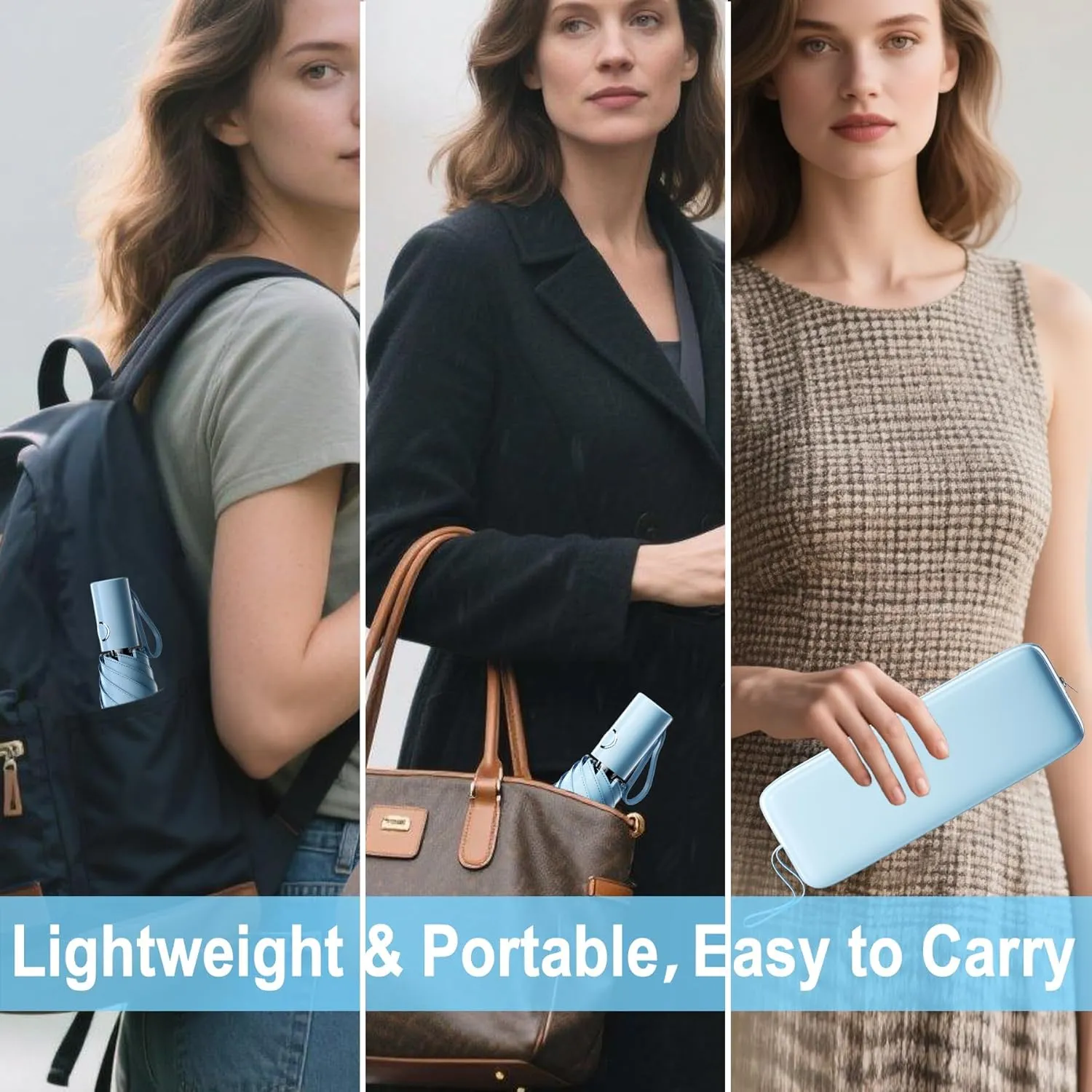 Automatic Mini Travel Windproof Folding Umbrella - UV Protection, Instant Open/Close for Rain/Sun, Small Compact Lightweight Design Fits in Tote Bag/Travel Case/Backpack for Commute,Women&Men