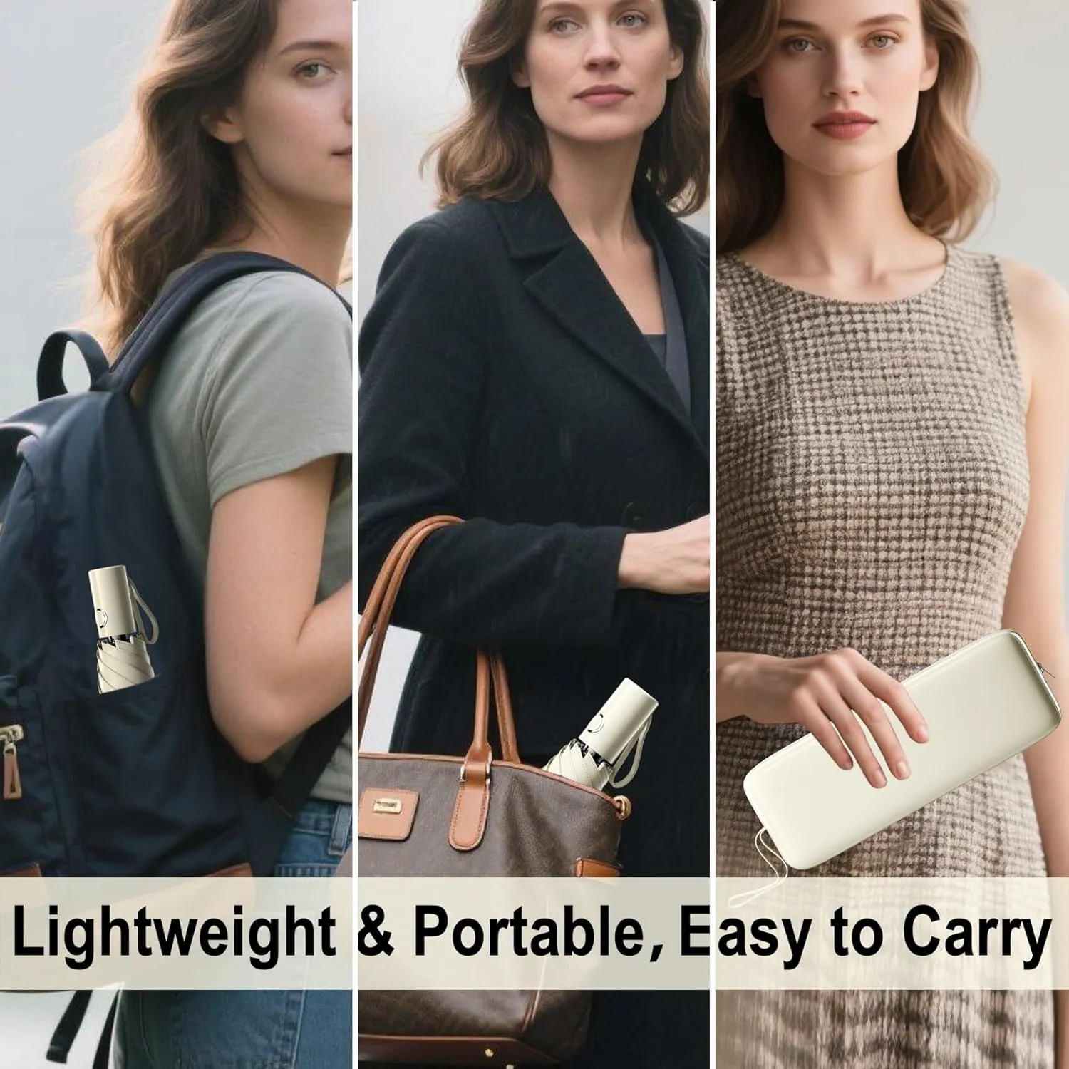 Automatic Mini Travel Windproof Folding Umbrella - UV Protection, Instant Open/Close for Rain/Sun, Small Compact Lightweight Design Fits in Tote Bag/Travel Case/Backpack for Commute,Women&Men