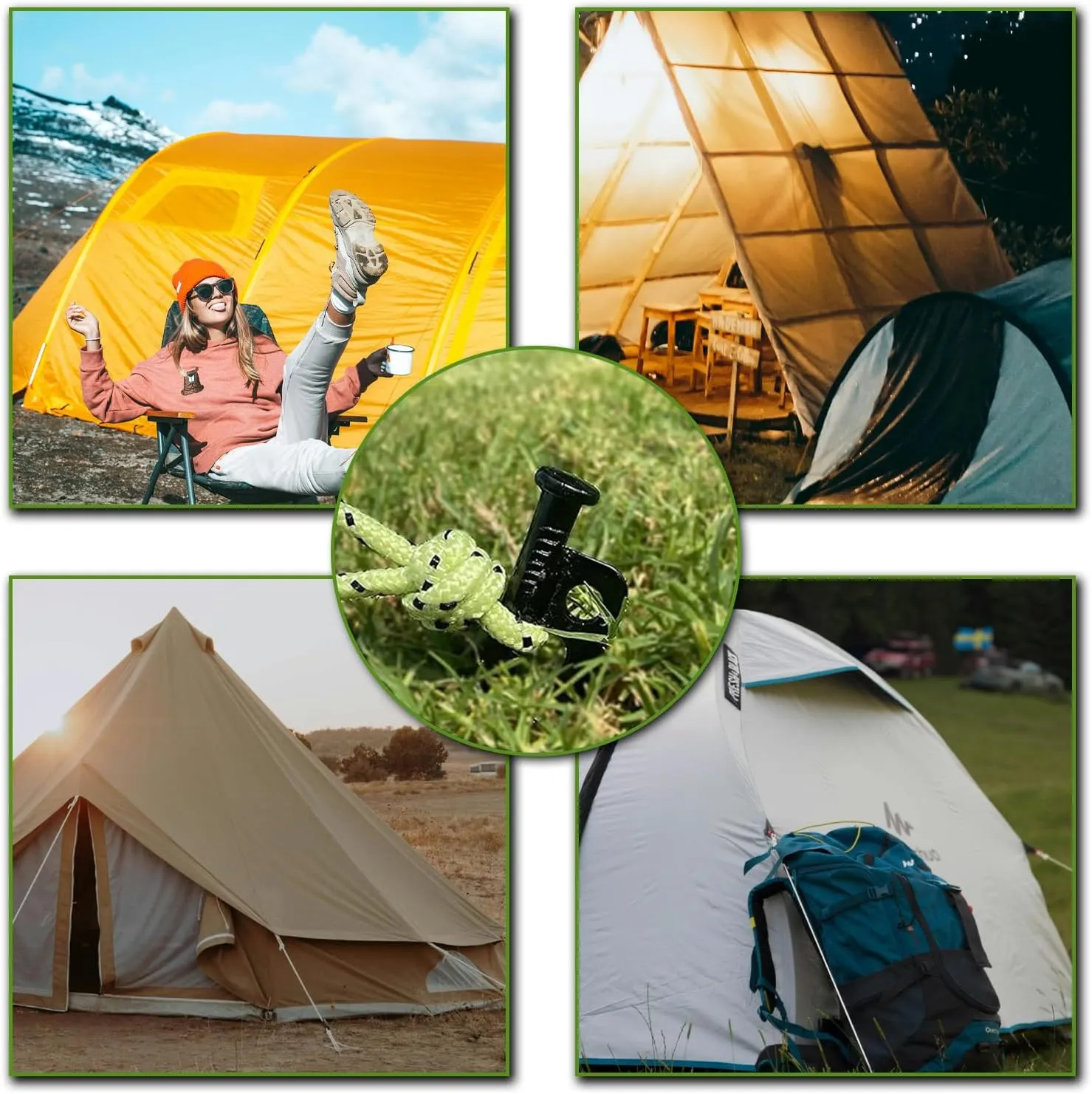 AYAMAYA 16 PCS Tent Stakes, 10 in Heavy Duty Forged Steel Ground Stakes, Outdoor Metal Camping Tent Pegs, Thickened Tent Spikes with Storage Bag for Canopy Tarp Rainfly Camping Tent Accessories