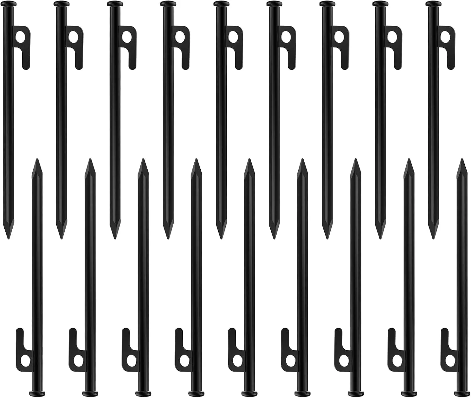 AYAMAYA 16 PCS Tent Stakes, 10 in Heavy Duty Forged Steel Ground Stakes, Outdoor Metal Camping Tent Pegs, Thickened Tent Spikes with Storage Bag for Canopy Tarp Rainfly Camping Tent Accessories