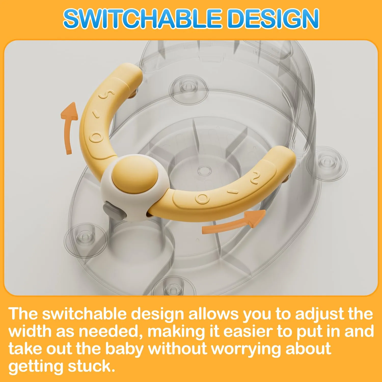Baby Bath Seat 6 Months & up, Bath Seat for Baby, Infant Bath Seat with Suction Cups, Non-Slip, Detachable,Yellow