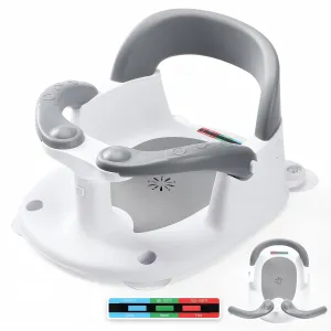 Baby Bath Seat for Babies 6 Months & Up Sitting Up with Temperature Alert Soft Cushion Suction Cup,Infant Bath Seat for Baby Bath Chair Toddler Bath seat for Bathtub Tub Shower Grey