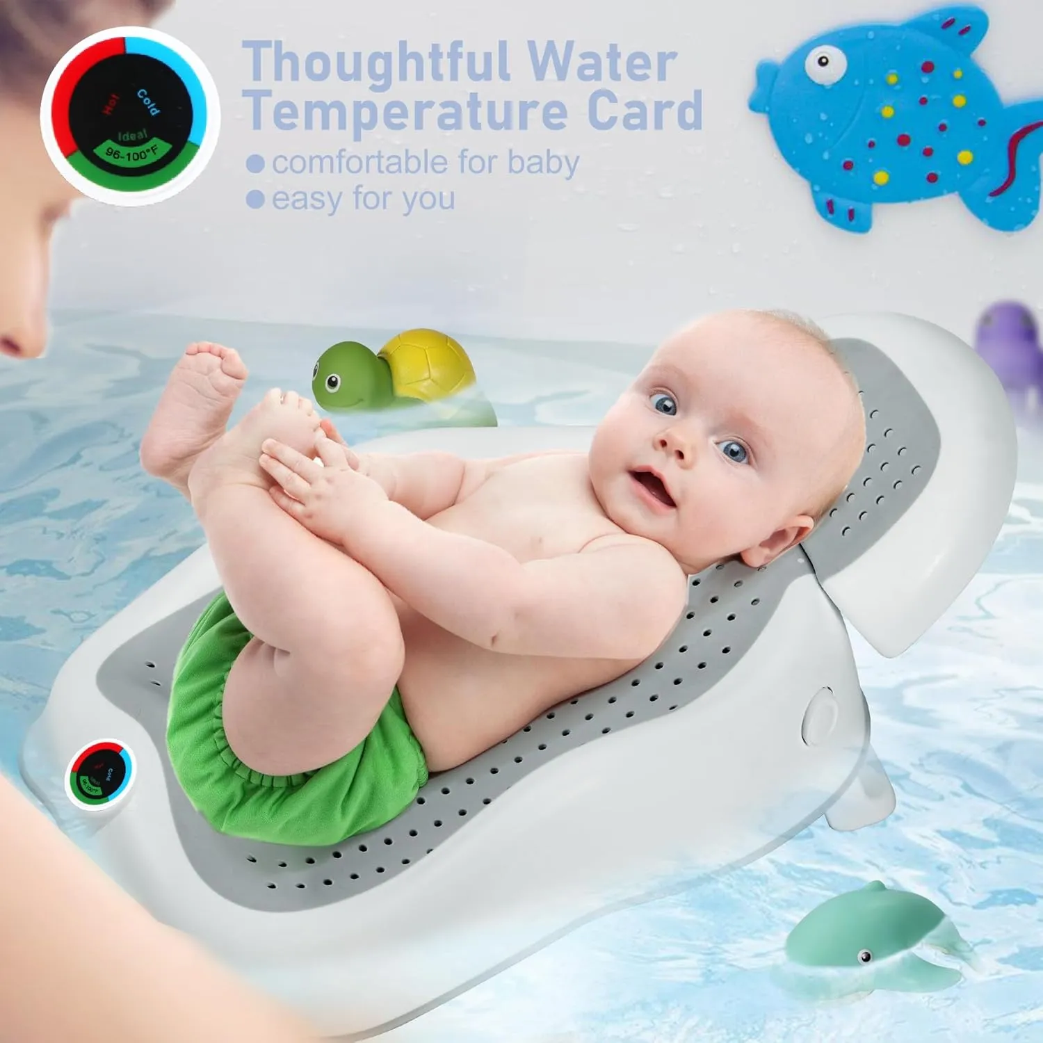 Baby Bath Support Newborn Bathtub with Thermometer,Foldable Baby Tubs for Newborns Baby Bathtub,Soft Sink Baby Bath Tub for Newborn Tub Infant Bathtub Baby Bather,Baby Tub Baby Bath