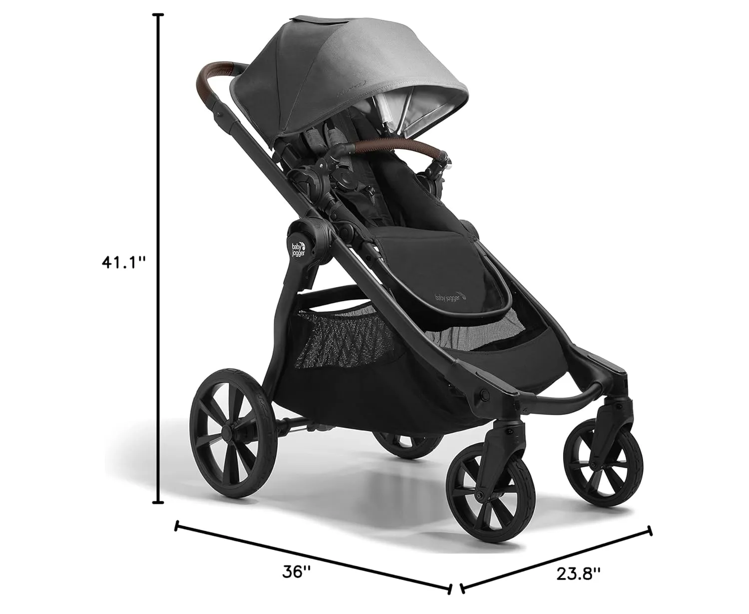 Baby Jogger City Select 2 Single-to-Double Modular Stroller Eco Collection Harbor & Tencel Grey