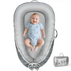 Baby Lounger - Baby Lounger for Newborn 0-24 Months, Breathable & Soft Cotton and Velvet Cover Baby Nest, Portable Cozy Infant Lounger for Home and Travel, Ideal Baby Essentials & Shower Gifts