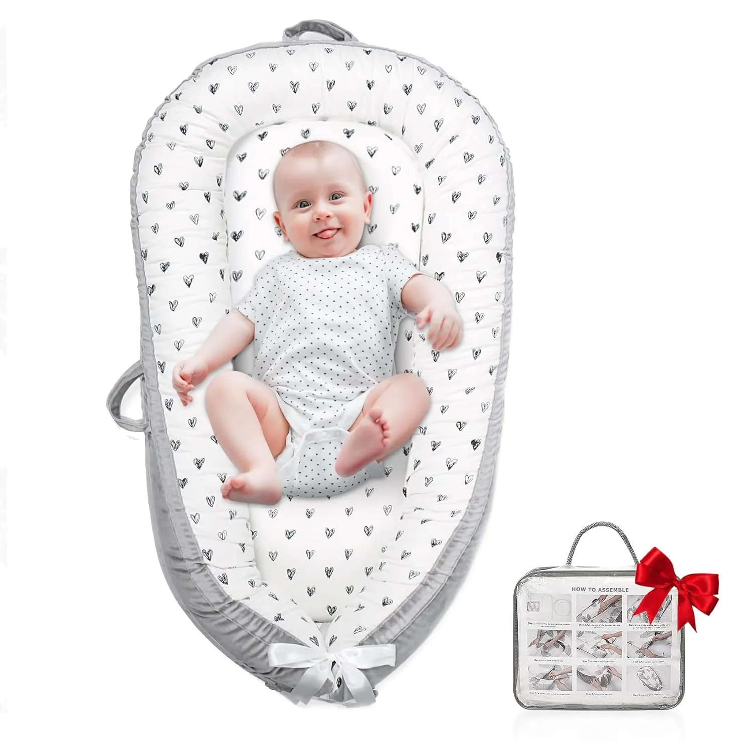 Baby Lounger,Portable Cosleeper, Polyester Cotton Infant Nest Cover, Comfortable Newborn Lounger, Ultra Baby Shower, Travel Baby Bed