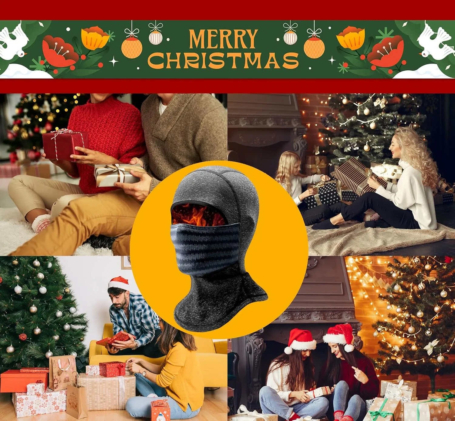 Balaclava Face Mask Men Women Thermal Ski Head Cover & Drawstring Pouch Breathable for Athletic Motorcycle