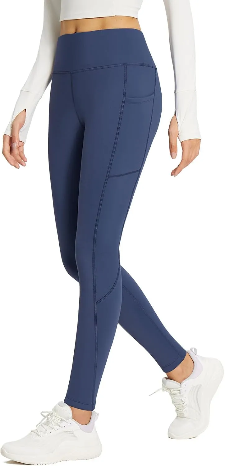 baleaf Women's Fleece Lined Leggings Thick Soft Winter Warm Thermal Waterproof High Waisted Pockets Hiking Running Skiing