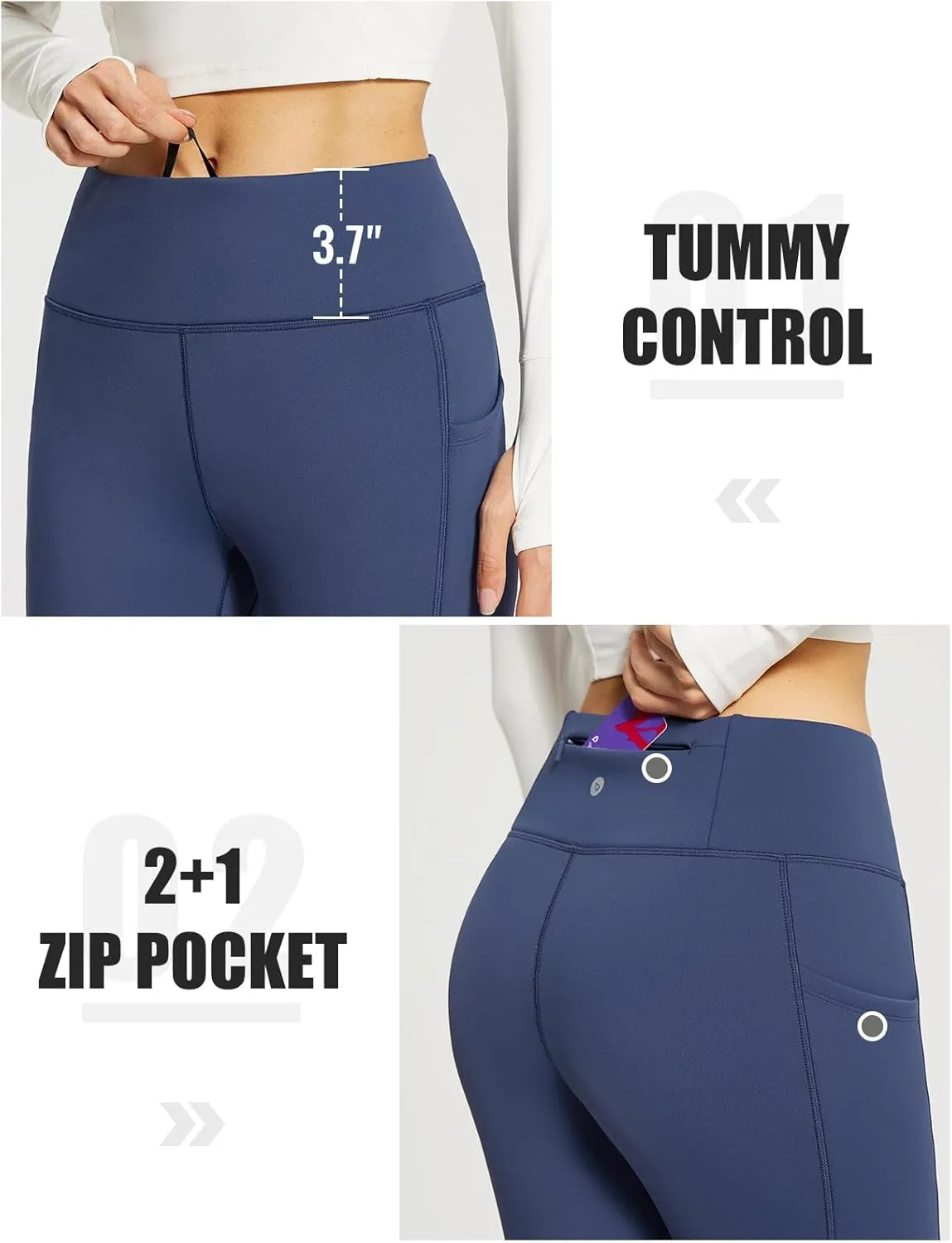 baleaf Women's Fleece Lined Leggings Thick Soft Winter Warm Thermal Waterproof High Waisted Pockets Hiking Running Skiing