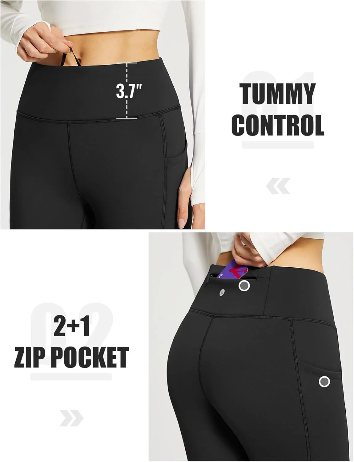 baleaf Women's Fleece Lined Leggings Thick Soft Winter Warm Thermal Waterproof High Waisted Pockets Hiking Running Skiing