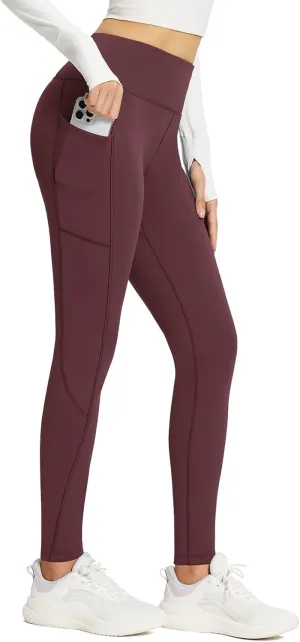 baleaf Women's Fleece Lined Leggings Thick Soft Winter Warm Thermal Waterproof High Waisted Pockets Hiking Running Skiing