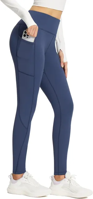 baleaf Women's Fleece Lined Leggings Thick Soft Winter Warm Thermal Waterproof High Waisted Pockets Hiking Running Skiing