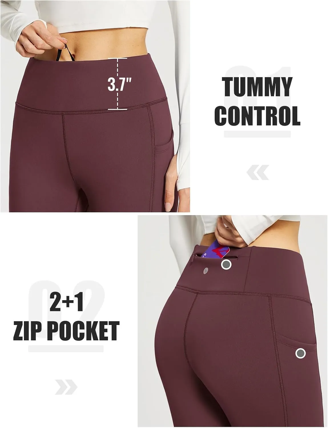 baleaf Women's Fleece Lined Leggings Thick Soft Winter Warm Thermal Waterproof High Waisted Pockets Hiking Running Skiing