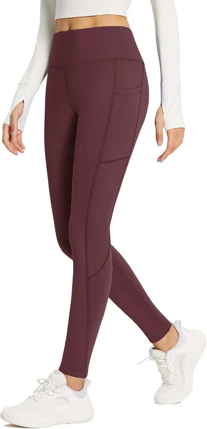 baleaf Women's Fleece Lined Leggings Thick Soft Winter Warm Thermal Waterproof High Waisted Pockets Hiking Running Skiing