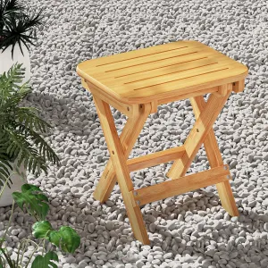 Bamboo Folding Stool, 13" Small Foot Portable Collapsible Wood Stool for Bathroom, Sauna, Kitchen, Patio, Garden, Camping (Beige)
