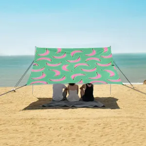 Banana Bright Beach Canopy Tent Anti-UV & Wind Resistant, Green Camping Sun Shelter Easy Setup Portable,Outdoor Shade Tents with Sandbags,Sand Shovels,Ground Pegs & Stability Poles