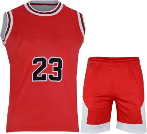 Basketball Jersey for Boys/Men 2 Piece Basketball Uniform Adult Sleeveless Kit Lightweight Set