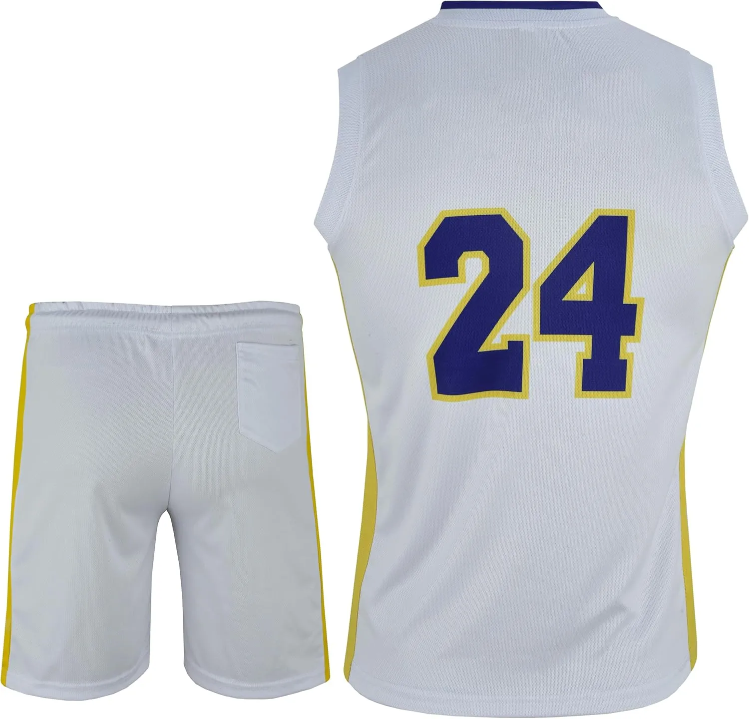 Basketball Jersey for Boys/Men 2 Piece Basketball Uniform Adult Sleeveless Kit Lightweight Set