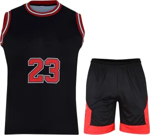 Basketball Jersey for Boys/Men 2 Piece Basketball Uniform Adult Sleeveless Kit Lightweight Set