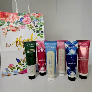 Bath & Body Shea Butter Hand Creams, Eucalyptus Spearmint, Water, Champagne Toast, Rainkissed Leaves, Shea Butter, 1 fl oz / 29 mL each, Set of 6 gift bag