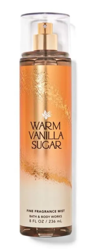 Bath and Body Warm Vanilla Sugar Fine Fragrance Mist | 8 fl oz | Long-Lasting Scent | Skin-Friendly Formula