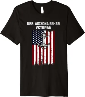 Battleship USS Arizona BB-39 Veterans Warship Father Grandpa Premium T-Shirt