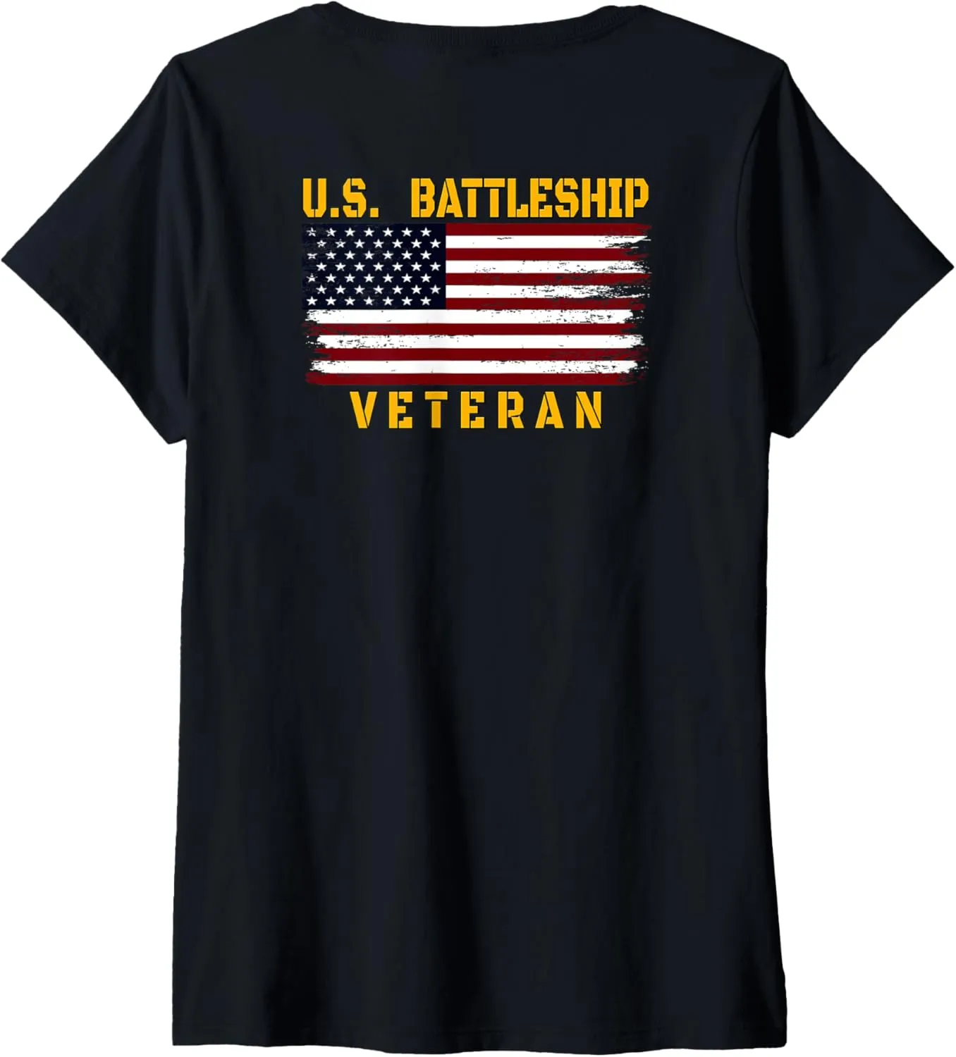 Battleship USS Iowa Warship BB-61 Veterans Day Front&Back V-Neck T-Shirt