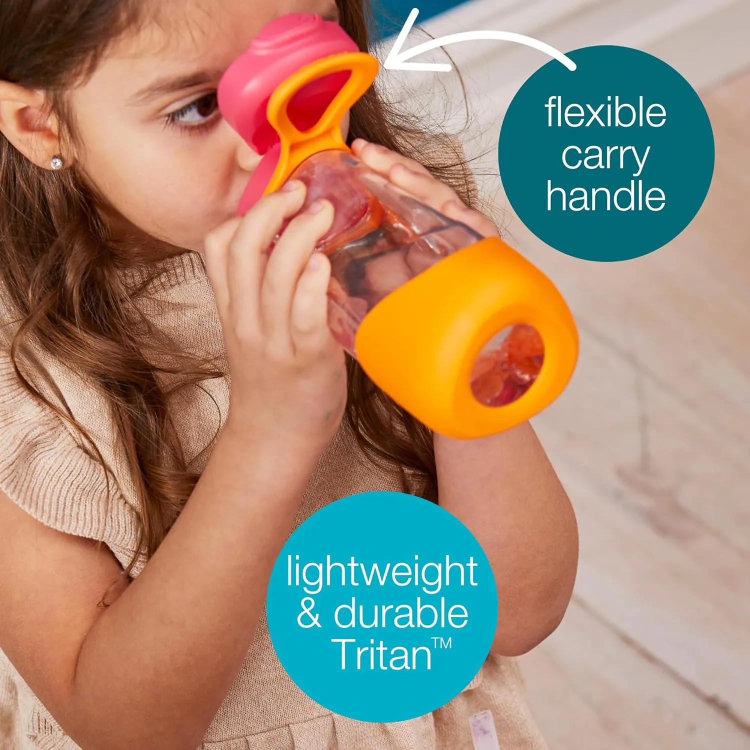 b.box 15 oz Sport Spout Kids Water Bottle for School, Sports, Travel, Daycare. Leakproof, Spill Proof, Dishwasher Safe. Easy Grip Triangle Shape, Durable Tritan Material. BPA Free.