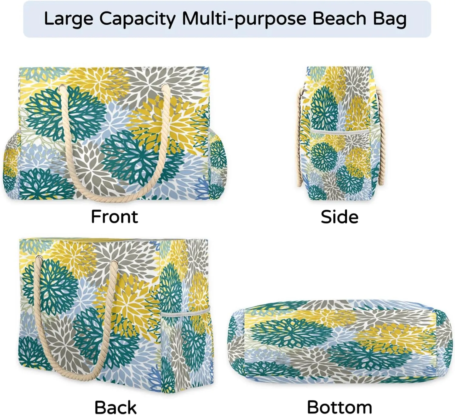 Beach Bags for Women Large Beach Tote Bag, Waterproof Sandproof Swim Pool Bag with Zipper