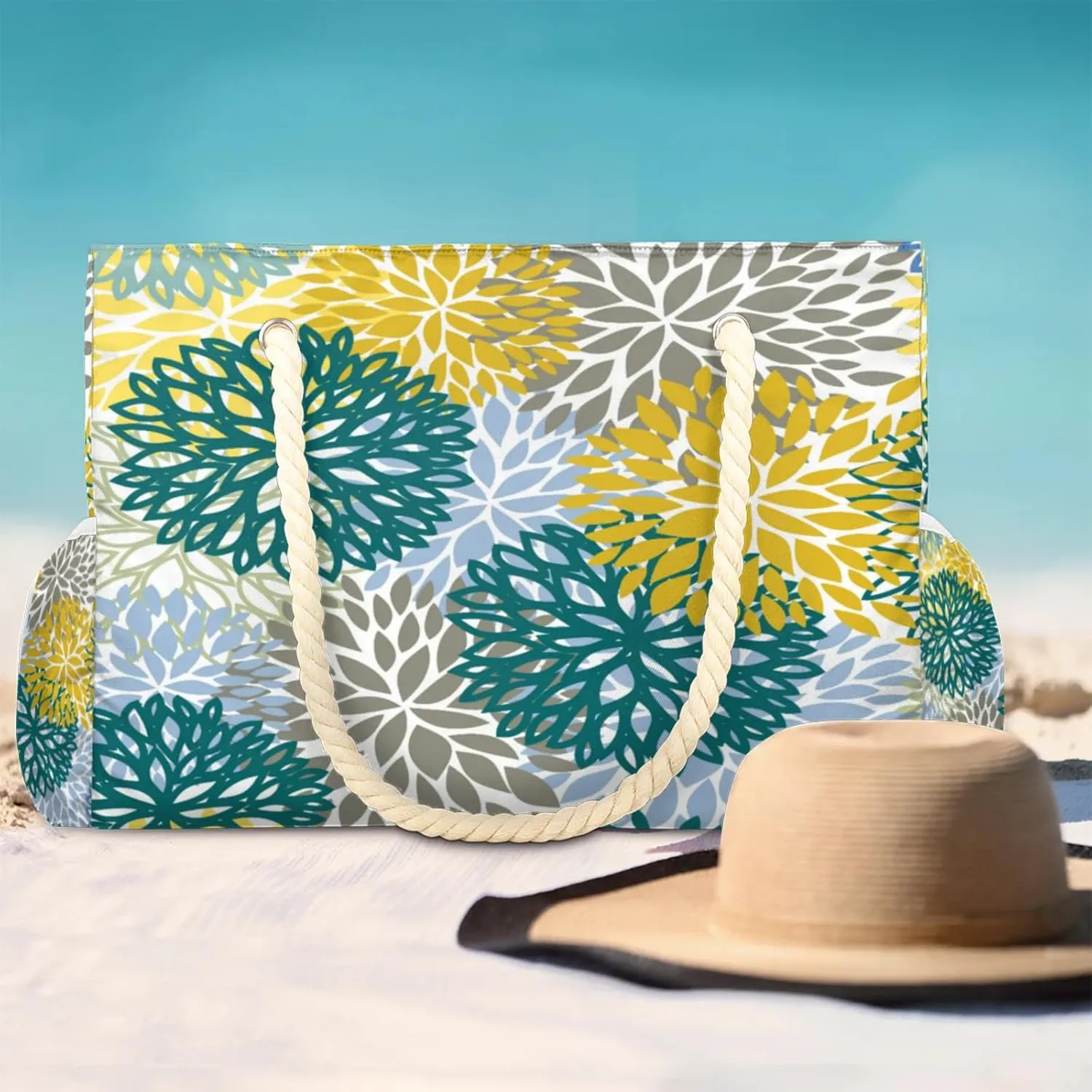Beach Bags for Women Large Beach Tote Bag, Waterproof Sandproof Swim Pool Bag with Zipper