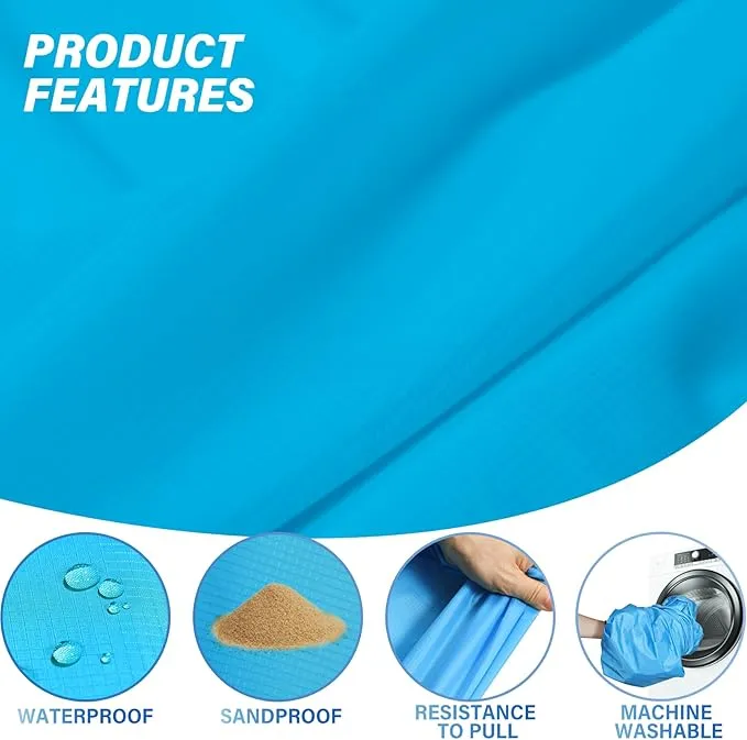 Beach Blanket Oversized Extra Large 10'X 9',Waterproof Sandproof Beach Blanket 2-8 Adults Lightweight Durable for Travel Camping Hiking Picnic
