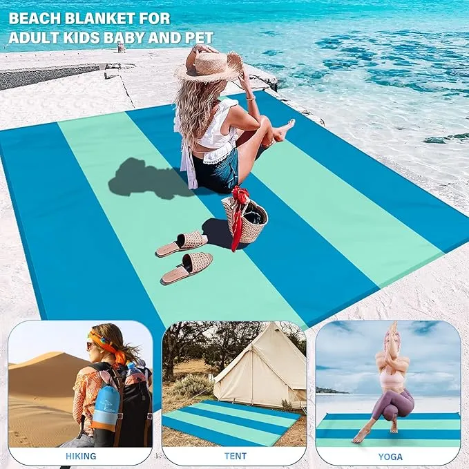 Beach Blanket Oversized Extra Large 78" X 81"Waterproof Sandproof Beach Blanket 1-7 Adults Lightweight Durable for Travel Camping Hiking Picnic (78" X 81", Color5)