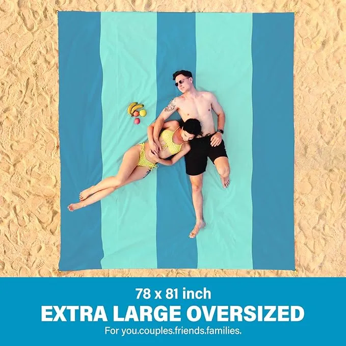 Beach Blanket Oversized Extra Large 78" X 81"Waterproof Sandproof Beach Blanket 1-7 Adults Lightweight Durable for Travel Camping Hiking Picnic (78" X 81", Color5)